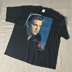 Vintage Elvis Presley Heartbreak Hotel Shirt Mens 3XL Black Music Rock Tee 2000s